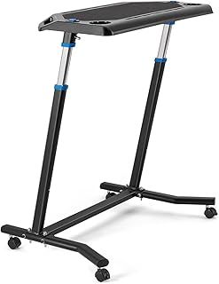 CXWXC Indoor Training Bicycle Desk, Height-Adjustable Computer Stand with Non-Slip Surface - Portable Bicycle Trainer Fitness Table with Lockable Wheels
