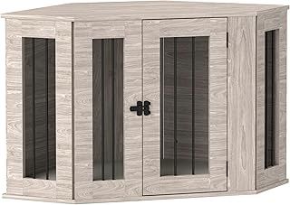 PawHut 2 in 1 Dog Crate Furniture, Side Table Dog Kennel with Cushion, Large Door, for Medium Dogs - Walnut Brown