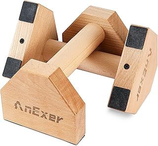 Wooden Parallettes Bars, Solid Wood Push Up Bar, Parallettes Bars Calisthenics Equipment with Non-Slip Mat Push up Handles for Floor Exercise Home Workout Equipment for Strength Training