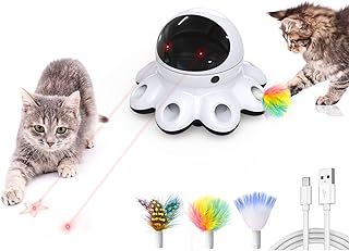 Cat Toy, 2-in-1 Interactive Cat Toys for Indoor Cats, Automatic Cat Toy, 8 Holes Mice Whack A Mole Moving Feather, USB Rechargeable Electronic Kitten Toys for All Breeds Black