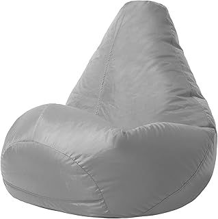 Bean Bag Bazaar High Back Recliner Bean Bag Chair, Grey, Indoor Outdoor Water Resistant Fabric, Large Beanbag with Filling Included, Gaming Chair, Outdoor Seating, Garden Furniture