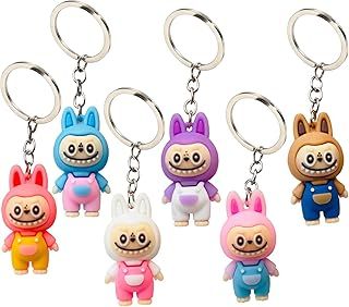 6pcs Labubu Pendant Keychain - Cute Mini Labubu Keychain for Women, Perfect for Car Keys, Bag, Gifts