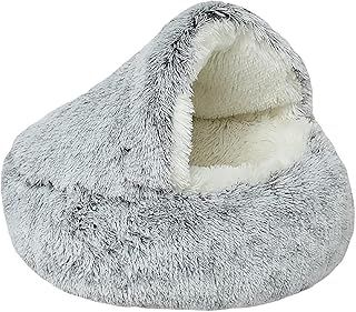 Pet Tent Cave Bed For Small Medium Cats Pets Dogs Plush Slipper Dog Bed with Hood Puppy Cat Cave Hooded Warm Claming Cat Beds Kitty Bed Cozy Cave Bed For Kitten Dog Non-slip Bottom 40cm