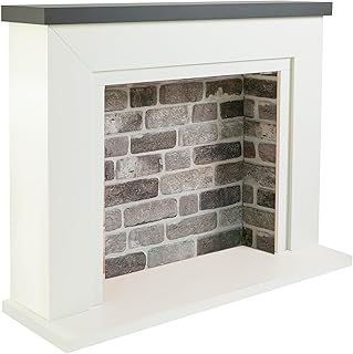 Endeavour Fires Farlington 48’’ Off White Fireplace Surround with a 3D Brick Effect Back (Grey Top/Grey Brick)