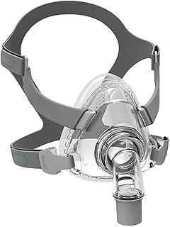 Full Face Mask Silicone Gel with Free Adjustable Headgear for Sleep, Includes Nasal Cushion, Frame and Elbow/Swivel (L)