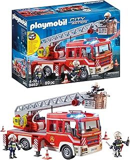 Playmobil 9463 City Action Fire Ladder Unit with Extendable Ladder with Lights and Sound, fire fighter and helicopter toy, fun imaginative role play, playset suitable for children ages 4+