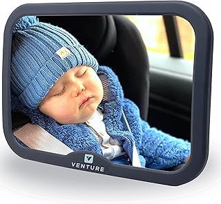 Venture Baby Car Mirror: 100% Shatterproof for baby Car Seats. Easily adjust angles with 360° rotation, ensuring a crystal-clear view of your baby while driving.