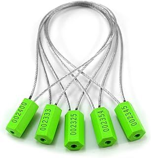 50pcs Numbered Security Cable Seals Tamper Proof Steel Wire Cable Tags Pull-Tite Trailer Seals Cable Ties-Strap(Green)