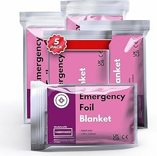 5-Pack Emergency Foil Blanket - Large Silver Thermal Sheet for Outdoor Camping, Hiking, Survival Heated Blanket Ideal for Car First Aid Kit & Hiking Essentials