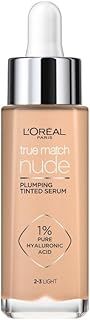 L'Oreal Paris True Match Tinted Serum Foundation, 1% Hyaluronic Acid, Hydrating Formula, Replumps Skin in 1 Hour for a Natural Glowing Finish, 30 ml, Shade 2-3 Light