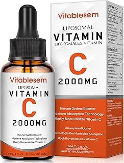 Liquid Liposomal Vitamin C 2000mg Supplement, High dose Ascorbic Acid, Antioxidants, Maximum Absorption, Highly Bioavailable, Soy-Free, Vegan Non-GMO