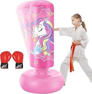 YORWHIN 66'' Inflatable Kids Punching Bag with Boxing Gloves, Freestanding Boxing Bag, Stand Punching Bag Toy, Great Gift for Kids, Girls, Fighting Set for Practicing Karate, Taekwondo, MMA