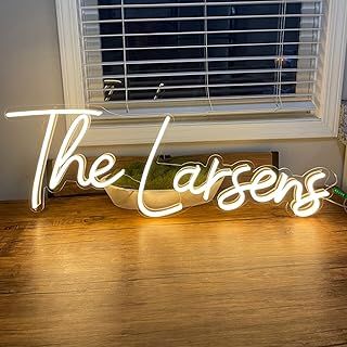Haisic Personalised Neon Sign, Professional Custom Led Name Neon Light Wall Decor, Dimmable/RGB Customise Neon Letters Light Sign for Bedroom Wedding Birthday Pub Salon Business Decor-(16-60in)