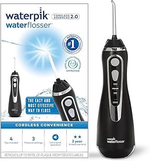 Waterpik Cordless Advanced Water Flosser, 3 Pressure Settings, Dental Plaque Removal Tool, Ideal for Travel or Small Bathrooms, USB Charger, Black, WP-582UK