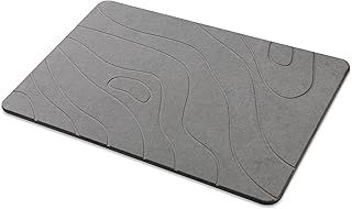 Diatomaceous Earth Stone Bath Mat - Non-Slip Quick Drying Mat for Bathroom & Kitchen - Easy to Clean (23.5×15" Light Grey)