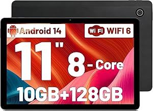 Tablet 10 inch, Android 14 Tablets 16GB+128GB(TF 1TB), 8 Core, 5G/2.4G WiFi 6.0, 5000mAh, 5MP+8MP Camera, 1280 * 800 HD Touchscreen 10.36" Tablet PC, 2 Speaker (Black)