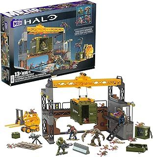 MEGA Halo Infinite Building Toys Set, Floodgate Firefight with 634 Pieces, 4 Micro Action Figures, Poseable Articulation, Accessories, Kids or Adult, HNC59