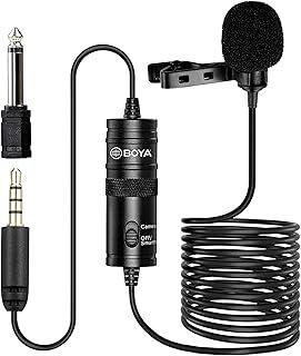 Boya BY-M1 Clip-On Microphone for DSLR Camera/Smartphone/Camcorder/Audio Recorders - Black, Auxiliary
