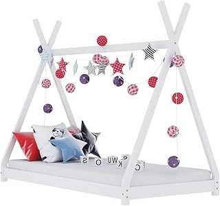 vidaXL Children's Bed Frame for Children's Beds, Children's Houses, Children's Rooms, Interior White, 70 x 140 cm, Solid Pine Wood