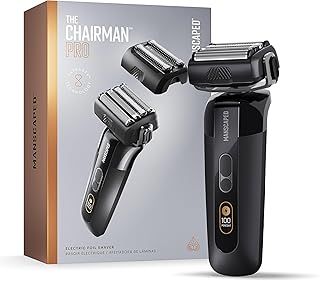 MANSCAPED® The Chairman™ PRO Men’s Foil Shaver - Two Interchangeable Blade Heads, SkinSafe® Four-Blade Foil & Stubble Trimmer, Face Shaver, USB-C & Wireless Compatible Charging, Gentle on Neck Area