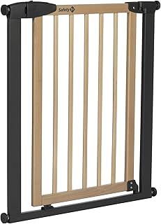 Safety 1st Simply Close Wood and Metal, Baby Stair Gate Pressure Fit, 73–80cm (max. 94cm), No-Screw Installation (No Drilling), One-Hand Opening, Double Lock System, Baby Safety Gate, Wood & Graphite