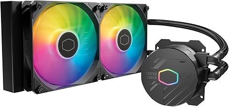Cooler Master MasterLiquid 240L Core ARGB CPU Liquid Cooler - Dual Chamber Gen S Pump, Superior Radiator and 120 mm ARGB Fans, LGA 1700 and AM5 Brackets - Black