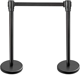 Retractable Barrier –4 Way Connectivity – Safety Barrier Stands & Line Dividers – For Shopping Centres, Airports, Cinemas & Hospitals (Black Finish - PACK OF 2)