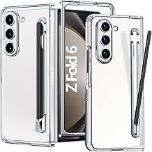 Case for Samsung Galaxy Z Fold 6 with S Pen and Holder Slot,Galaxy Z Fold6 Phone Case Built-in Screen Protector Shockproof Full Cover Cases for Samsung Fold 6 5G,Crystal Clear