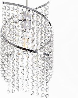 Klass Home K9 Crystal Spiral Droplet Light Shade | Pendant, Lamp Shade | Ceiling Light Shade Chandeliers | Chrome Finish Light for Living Room | Bedroom | Kitchen