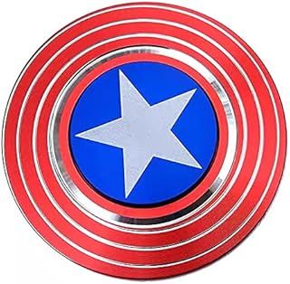 fidget toys American Captain Fingertip Gyro Shield Alloy Gyro Spinner Decompression Toy Fidget Spinner Hobbies For Adults- Red Captain America