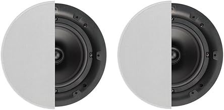 Q ACOUSTICS QI65C 6.5" Ceiling Speaker Pair In-Ceiling Speakers for Home Audio, Hi-Fi Installation System, Moisture Proof Round & Square Magnetic Grilles, 60W