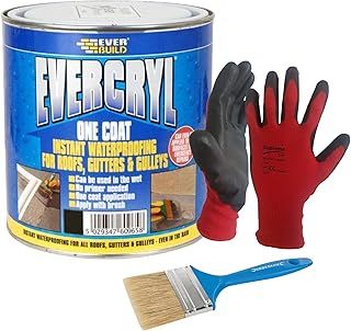 Nassboards - Everbuild Evercryl One Coat Repair Compound - 5 Litre Black- Fibre Reinforced Sealant for Roof Reparation - Algae and Fungus Resistant, One Coat Roof Repair - Multi Use & Weather Proof