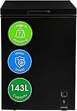 Abode Freestanding Black Chest Freezer 142L with Removable Wire Basket & Counter Balance Lid, Adjustable Thermostat, Suitable for Garages & Outbuildings A142CF0E1B (Black, 143 Litre)