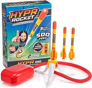 WOW! STUFF - HYPR Rocket 500, The Highest Flying Stamp to Launch Rocket, Fly up to 500 ft, 3 Rockets, Outdoor Garden or Backyard, Toys and Gift for Kids, Families, Boys and Girls