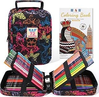 H & B Colouring Pencils 72Pcs Oil Based Coloured Pencils Professional Colouring Pencils Set with Colouring Book Art Set for Adults Artists Beginners