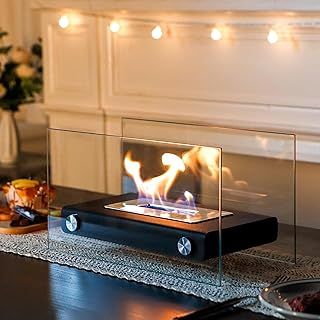JSMY Rectangular Tabletop Fireplace 34cmL Fire Pit|Portable Table Bioethanol Fireplace|Bio Ethanol Ventless Fireplace for Indoor Patio Party Garden Living Room Outdoor Reunion