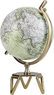 13cm/21cm/25cm World Globe, 360° Rotating Geography Globe with Metal Meridian and Triangle Stand, Desktop Antique Earth Globe for School Home Office (L)
