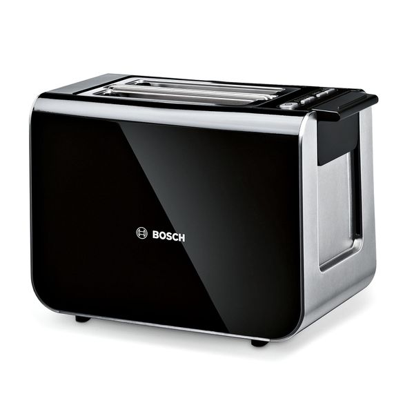 Bosch Styline Compact 2 Slot Stainless Steel Toaster, TAT8613NGB, Black