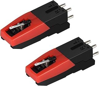 Record Player Needle Replacement,2 pieces Universal Vinyl Turntable Stylus Cartridge with Ruby Needle for Crosley, LP, Ion Record Players