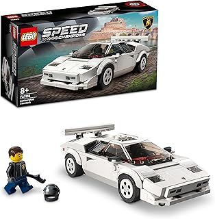 LEGO Speed Champions Lamborghini Countach, Race Car Toy Model Replica, Collectible Building Set with Racing Driver Minifigure 76908