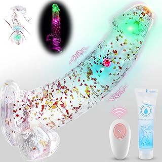 Vibrating Realistic Dildo Sex Toys - Colorful Clear Anal Dildos with 7 Strong Modes 8.5" Silicone Dildo Realistic Vibrators for Anal & Vagina Stimulation Fantasy Dildo Adult Sex Toys for Men and Women