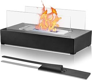 Tabletop Fireplace Rectangular Portable Bio Ethanol Table Top Fire Pit Bioethanol Fire Home Kitchen Living Room Garden Balcony Ethanol Burner for Christmas, Halloween, Valentine's Day, Bir