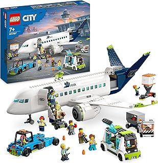 LEGO City Passenger Aeroplane Toy Building Set, Large Plane Model with Airport Ground Crew Vehicles: Apron Bus, Pushback Tug, Catering Loader, Baggage Truck plus 9 Minifigures 60367
