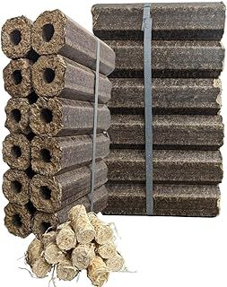 Topline Energy Heat Logs - Ultra Dry Compressed Wood Fuel with Wood Wool Firelighters. Great for Burners, Open Fires and Multi-Fuel Stoves. Planet-Friendly Briquettes Pack of 24
