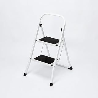Less Than Half-Price - Reduced to Clear - Folding Stepladder Foldable 2 Step Safety Ladder Non Slip Mat Strong Heavy Duty