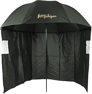 Michigan Fishing Umbrella with Top Tilt and Sides/Windows Brolly Shelter with FREE Carry Bag, Olive Green, 75" or 86"