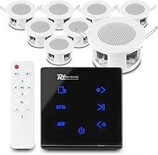 Power Dynamics Bluetooth Ceiling Speakers System, Powerline A100B In-Wall Amplifier, 8x CSBA3L Compact Small Ceiling Mount Speakers, Home Audio Kit with Remote & Speaker Cable (Black)