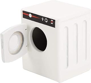 Mini Dollhouse Washing Machine, 1:12 Doll House Wooden Washing Machine Model DIY Dollhouse Furniture Accessories for Dolls(White)