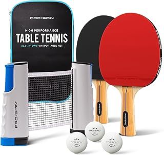 PRO SPIN Portable Table Tennis Set | Premium All-in-One Kit with Retractable Table Tennis Net for Any Table, Bats, 3-Star Ping Pong Balls & Storage Case | Great Gift & Indoor/Outdoor Game