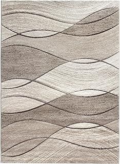 Impulse - Area Rug for Living Room, Bedroom, Hallway Runner Rug - Abstract Geometric Design - Provides Home with Comfort and Warmth (Beige, 80cm x 150cm)